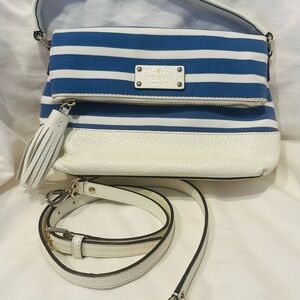 Kate Spade Maria Southport Ave Blue & White Striped Crossbody Bag beach resort